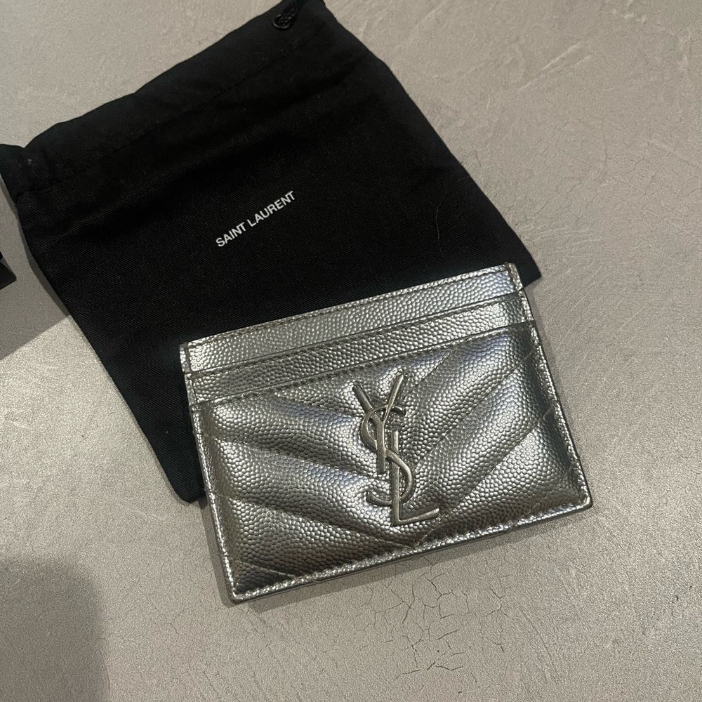 YSL Silver Card Holder